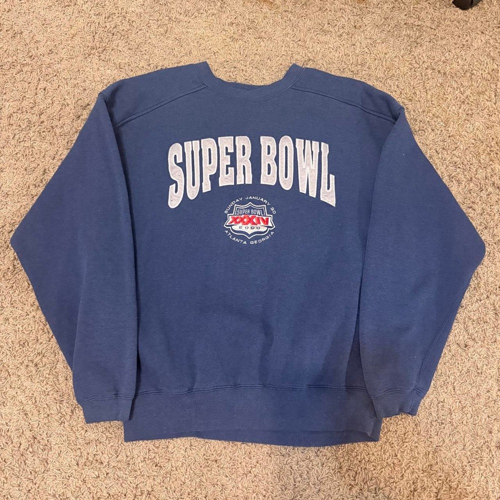 Puma Vintage Super Bowl XXXIV 2000 Rams Titans Crewneck Sweatshirt Blue Mens L